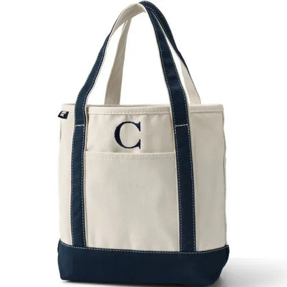 Pre-Monogrammed Letter A Canvas Tote Bag