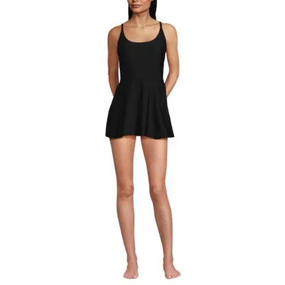 Womens Tugless QuickDry Strappy Back Mini Swim Dress