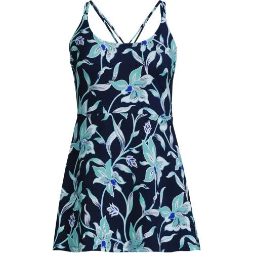 Womens Tugless QuickDry Strappy Back Mini Swim Dress