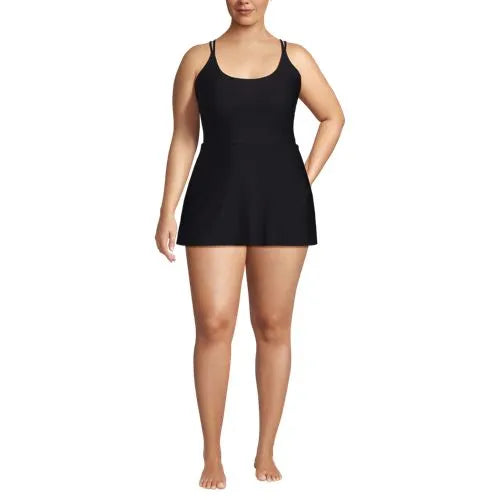 Womens Tugless QuickDry Strappy Back Mini Swim Dress