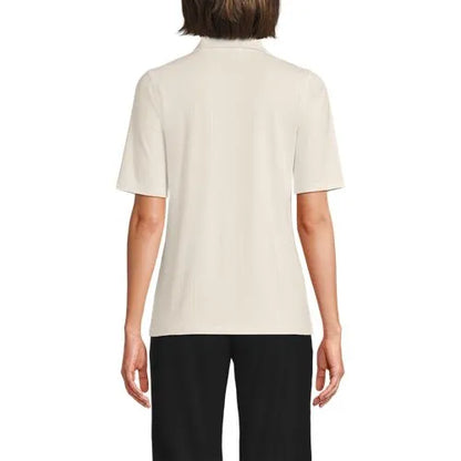 Women's Drop Needle Rib Half Sleeve Button Front Top