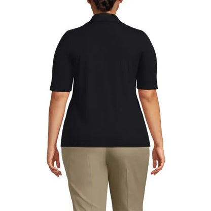 Women's Drop Needle Rib Half Sleeve Button Front Top