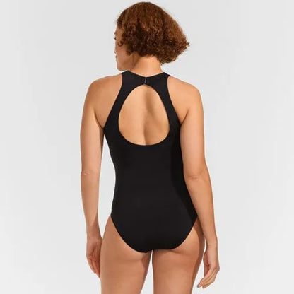 Women's Mastectomy Tugless High Neck Portrait Back One Piece Swimsuit