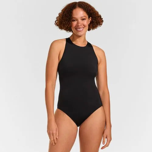 Women's Mastectomy Tugless High Neck Portrait Back One Piece Swimsuit