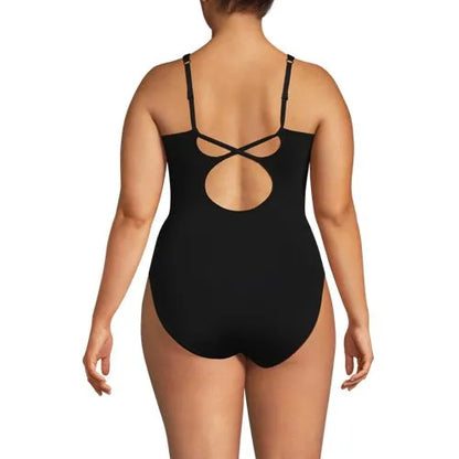 Women's V-neck High Leg Strappy Back One Piece