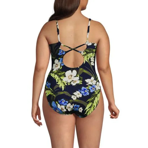 Women's V-neck High Leg Strappy Back One Piece