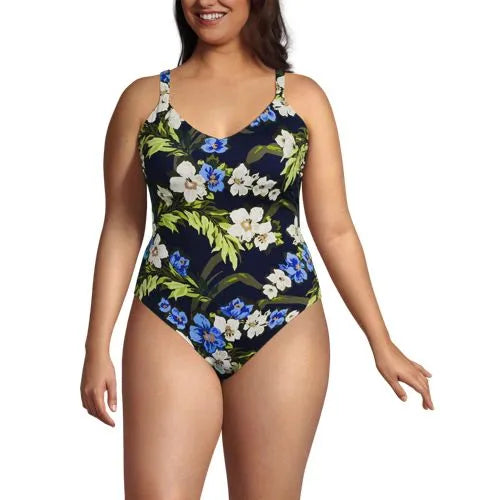 Women's V-neck High Leg Strappy Back One Piece