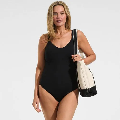 Women's V-neck High Leg Strappy Back One Piece