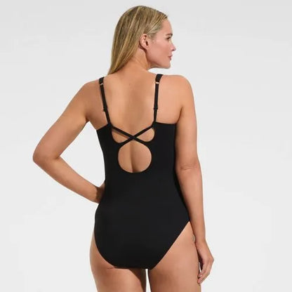 Women's V-neck High Leg Strappy Back One Piece