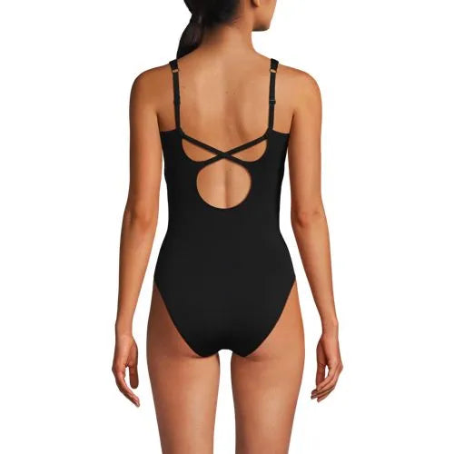 Women's V-neck High Leg Strappy Back One Piece