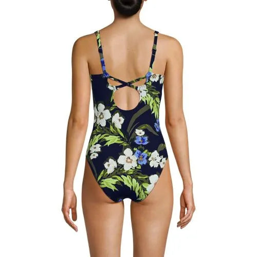 Women's V-neck High Leg Strappy Back One Piece