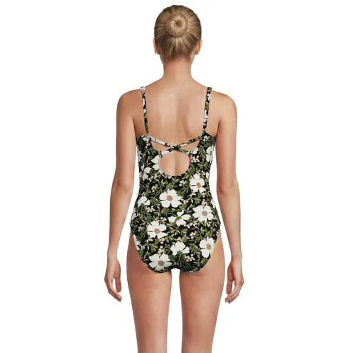 Women's V-neck High Leg Strappy Back One Piece