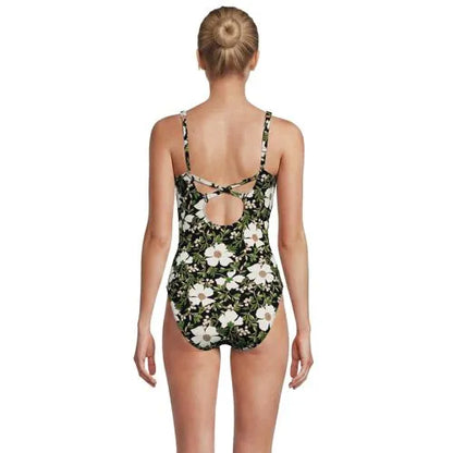 Women's V-neck High Leg Strappy Back One Piece