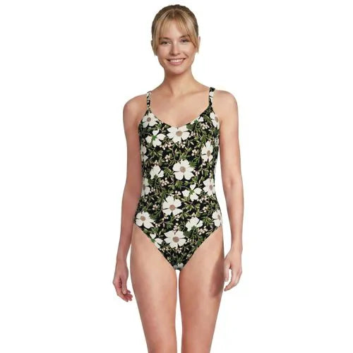 Women's V-neck High Leg Strappy Back One Piece