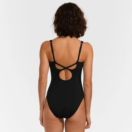 Women's V-neck High Leg Strappy Back One Piece