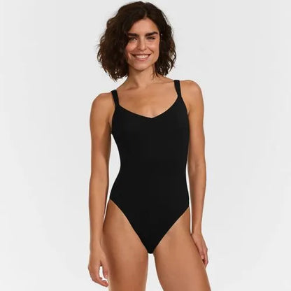 Women's V-neck High Leg Strappy Back One Piece