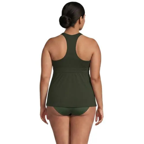 Women's V-neck Racerback Flutter Tankini