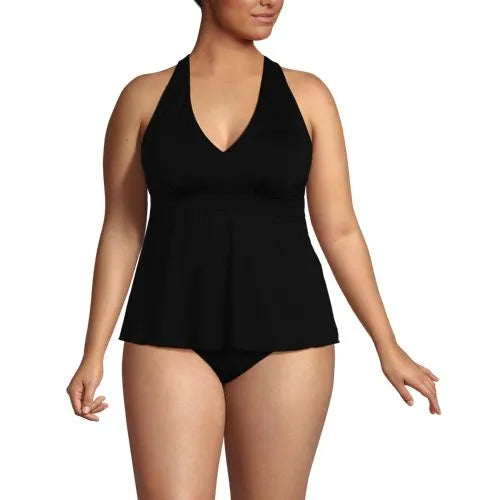 Women's V-neck Racerback Flutter Tankini