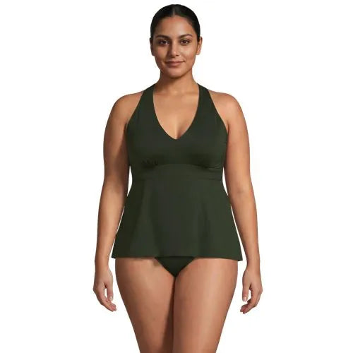 Women's V-neck Racerback Flutter Tankini