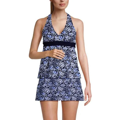 Women's V-neck Racerback Flutter Tankini