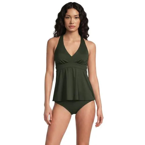 Women's V-neck Racerback Flutter Tankini