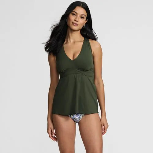Women's V-neck Racerback Flutter Tankini