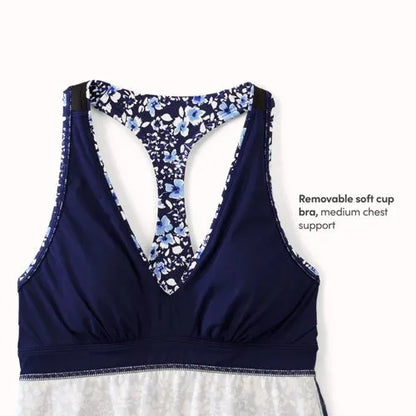 Women's V-neck Racerback Flutter Tankini