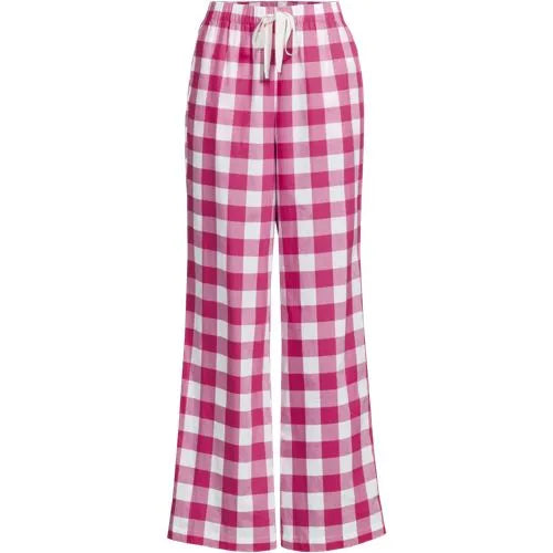 Women's Poplin Wide Leg Sleep Pants