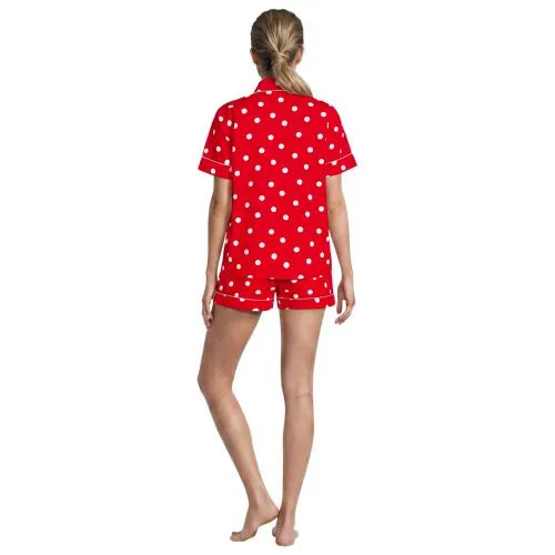 Women's Cotton Poplin 2 Piece Pajama Set - Short Sleeve Top and Shorts