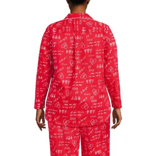 Women's Poplin Long Sleeve Button Front Sleep Top