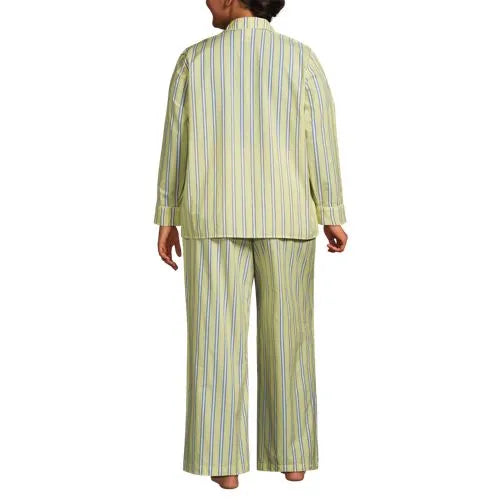 Women's Cotton Poplin 2 Piece Pajama Set - Long Sleeve Top and Pants
