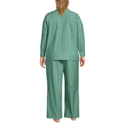 Women's Cotton Poplin 2 Piece Pajama Set - Long Sleeve Top and Pants