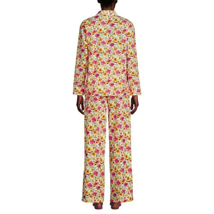Women's Cotton Poplin 2 Piece Pajama Set - Long Sleeve Top and Pants