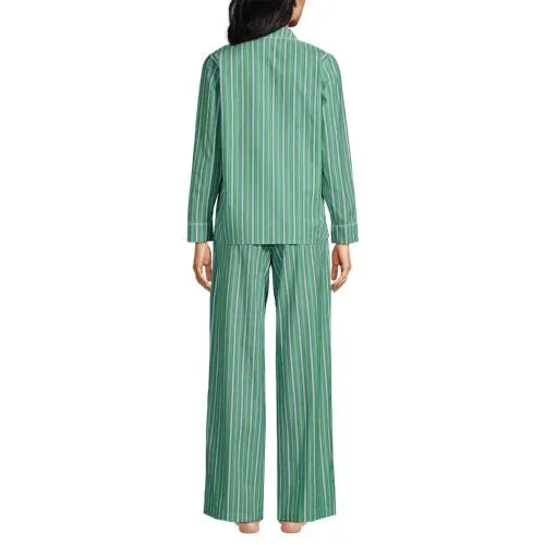 Women's Cotton Poplin 2 Piece Pajama Set - Long Sleeve Top and Pants