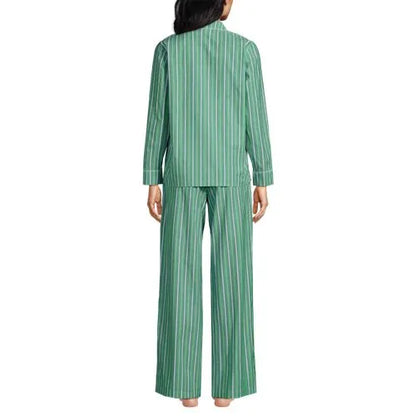 Women's Cotton Poplin 2 Piece Pajama Set - Long Sleeve Top and Pants