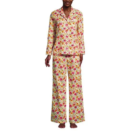 Women's Cotton Poplin 2 Piece Pajama Set - Long Sleeve Top and Pants