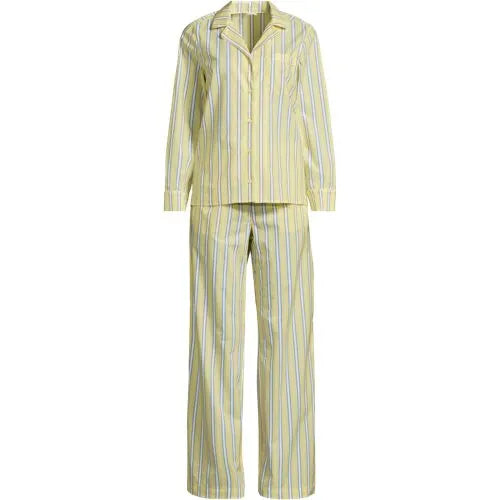 Women's Cotton Poplin 2 Piece Pajama Set - Long Sleeve Top and Pants