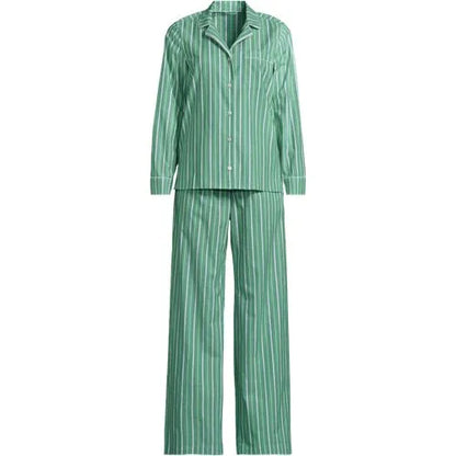 Women's Cotton Poplin 2 Piece Pajama Set - Long Sleeve Top and Pants