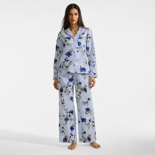 Women's Cotton Poplin 2 Piece Pajama Set - Long Sleeve Top and Pants