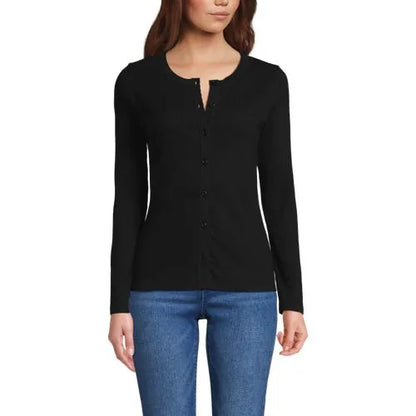 Women's Long Sleeve Micro Rib Button Through Cardigan