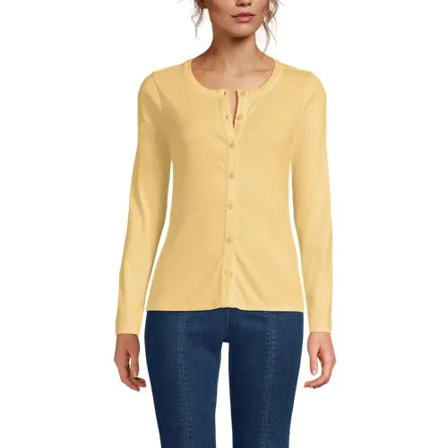 Women's Long Sleeve Micro Rib Button Through Cardigan