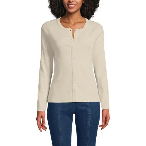 Women's Long Sleeve Micro Rib Button Through Cardigan