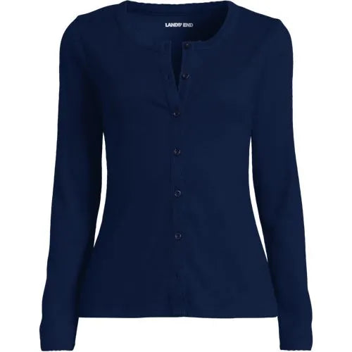 Women's Long Sleeve Micro Rib Button Through Cardigan