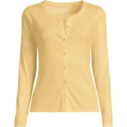 Women's Long Sleeve Micro Rib Button Through Cardigan