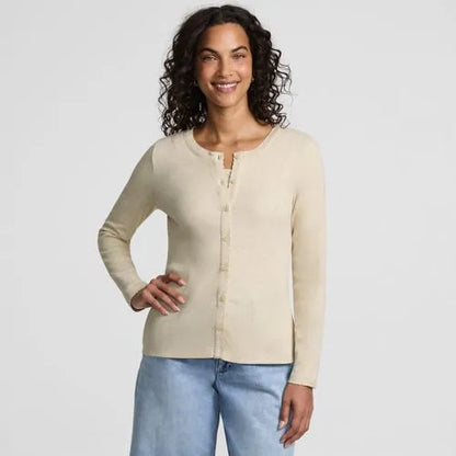 Women's Long Sleeve Micro Rib Button Through Cardigan