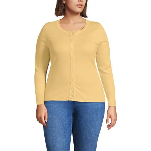 Women's Long Sleeve Micro Rib Button Through Cardigan
