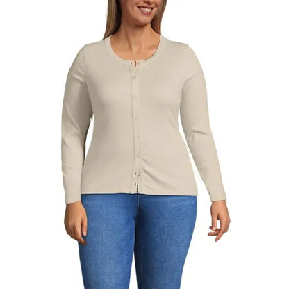 Women's Long Sleeve Micro Rib Button Through Cardigan
