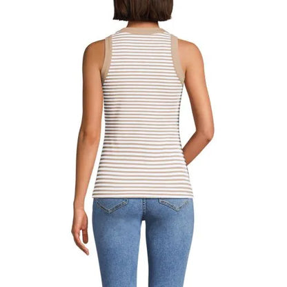 Women's Petite Micro Rib Crew Neck Tank