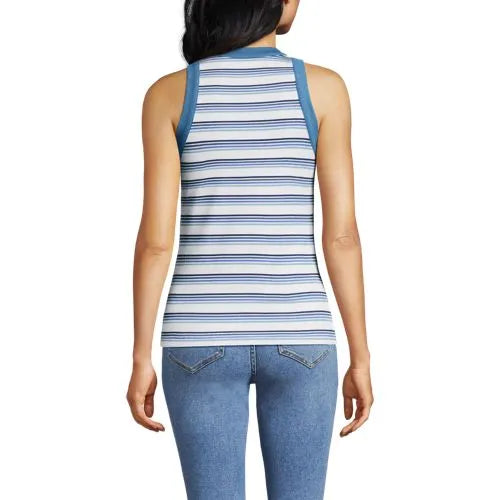 Women's Petite Micro Rib Crew Neck Tank