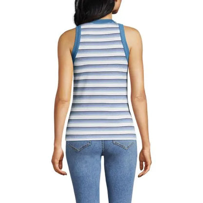 Women's Petite Micro Rib Crew Neck Tank